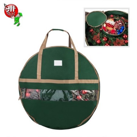 HASTINGS HOME Wreath Storage 48-inch Round Bag with Handles for Holiday Artificial Garland (Canvas, Green) 231663WYH